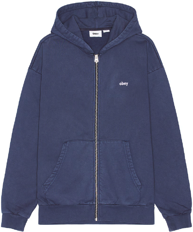 Shop de Obey Lowercase pigment zip hood Pigment academy navy bij Revert 95 in de winkel of online.