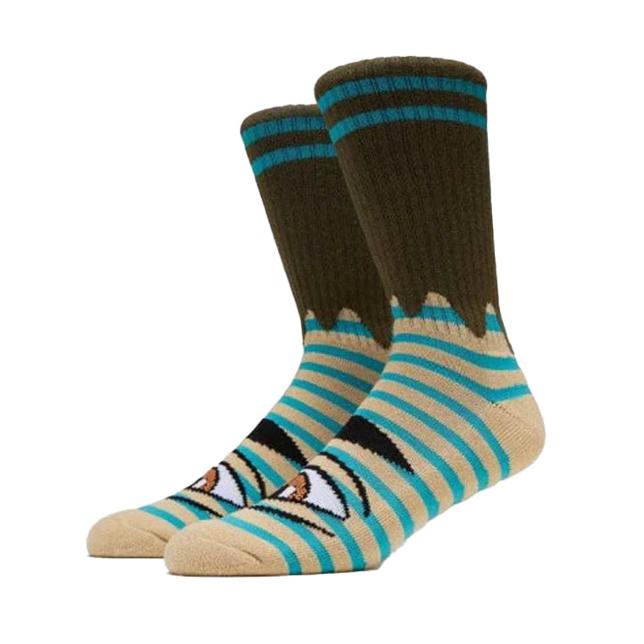 Toy Machine Sect Eye Stripe Sock Tan Olive